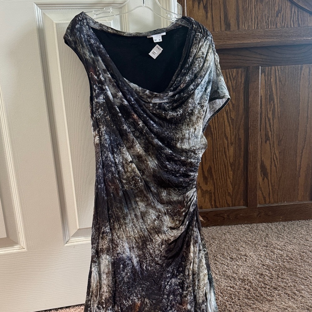Helmut Lang Asymmetrical Dress in Black and Brown
